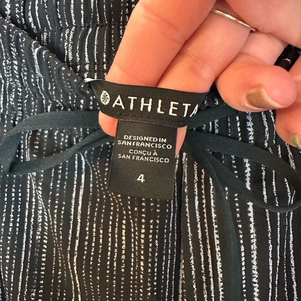 Athleta High Rise Arrival Pants in Amara Stripe Black 4 - Picture 6 of 10
